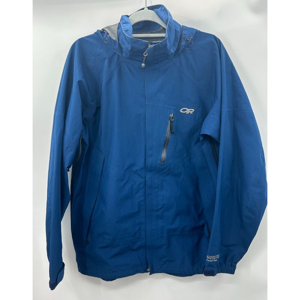Outdoor Research Jacket Men’s Medium Blue GoreTex Full Zip Rain Ski Hooded